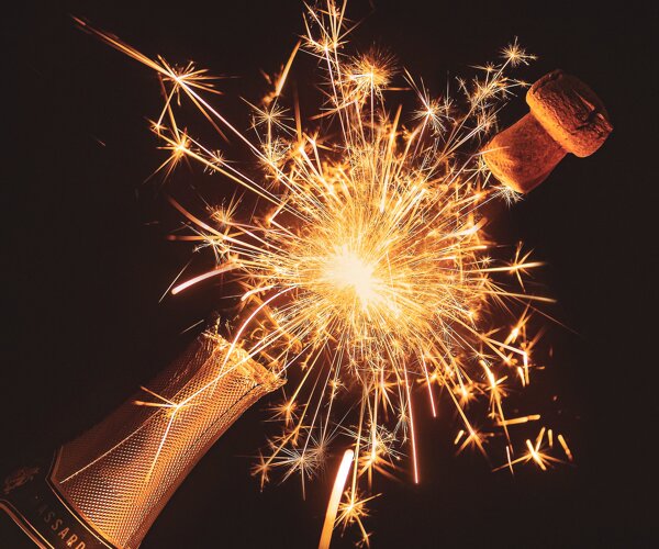 Oud en nieuw champagnemoment